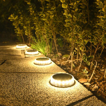 (Warm) 4Pack Solar Ground Light Outdoor Garden 17Led IP65 Waterproof for Lawn Pathway