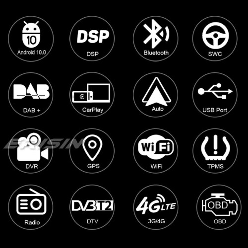 CarPlay Android 10 Universal Double 2 Din Car Stereo DAB+ Satnav WiFi OBD2 DVB-T DSP CarPlay Bluetooth 2
