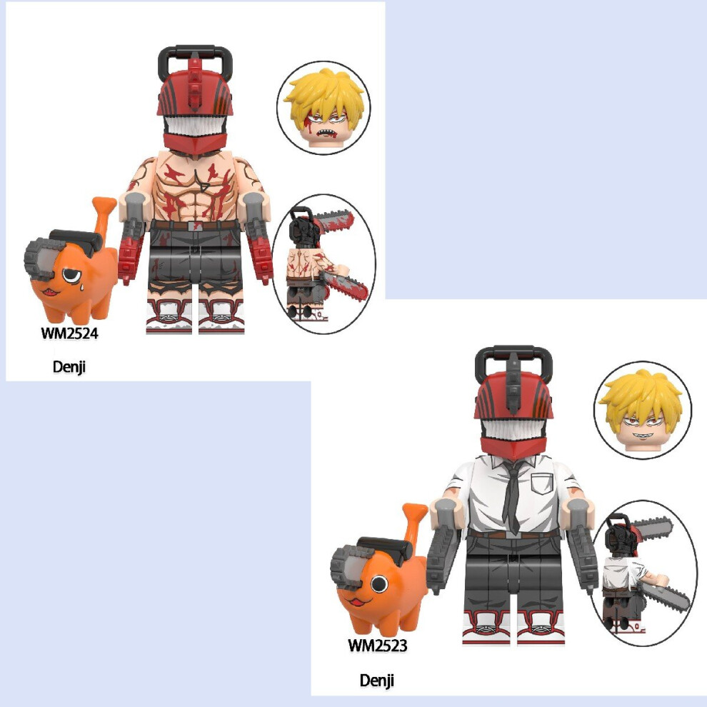 2PCS Chainsaw Man Minifigures Toy Collection Fit Lego Building Block Figurine Children's Gift