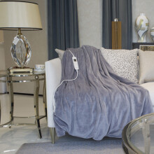 (Grey) Neo Reversible Electric Heated Throw Over Blanket