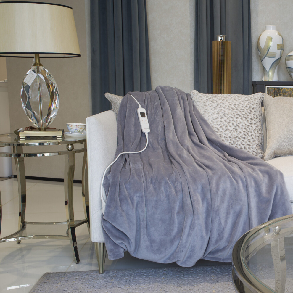 Neo (Grey) Reversible Electric Heated Throw Over Blanket Grey