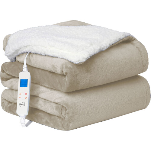 NEO (Beige) Neo Reversible Electric Heated Throw Over Blanket 1