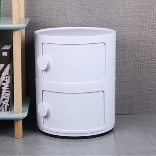 Living And Home (White) 2-Tier Round Drawer Storage Unit Organizer