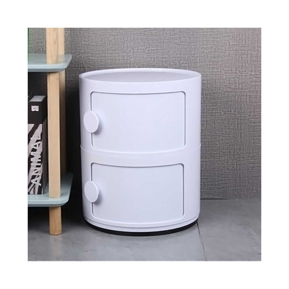 (White) 2-Tier Round Drawer Storage Unit Organizer