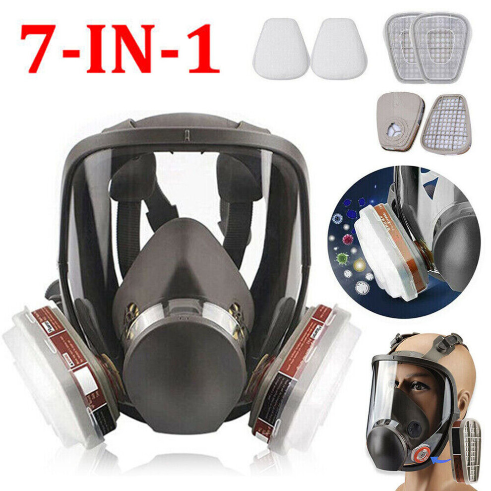 7 IN 1 6800 Full Face Gas Mask Chemical Vapor Paint Spray Respirator