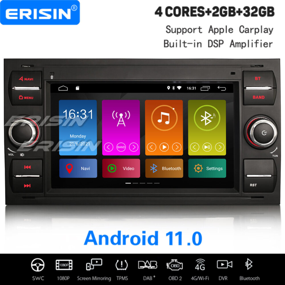 Android 11 Car Stereo For Ford C/D-Max Focus Kuga Transit Connect Fusion DAB+ CarPlay Satnav WiFi OBD2