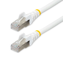 2m CAT6a Ethernet Cable - White - Low Smoke Zero Halogen (LSZH) - 10GbE 500MHz 100W PoE++ Snagless RJ-45 w/Strain Reliefs S/FTP Network Patch Cord