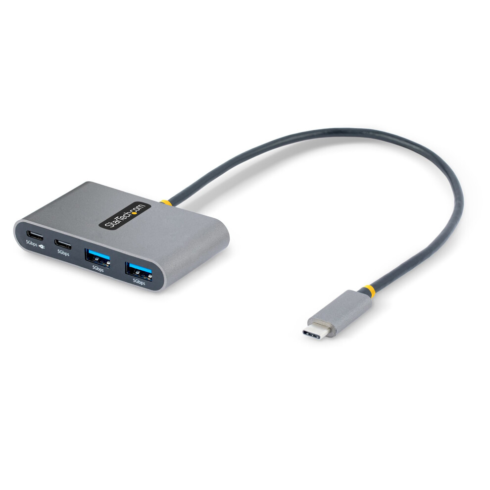 4-Port USB-C Hub with 100W Power Delivery Pass-Through - 2x USB-A + 2x USB-C - USB 3.0 5Gbps - 1ft  Long Cable - Portable USB Type-C to USB-A/C Hub