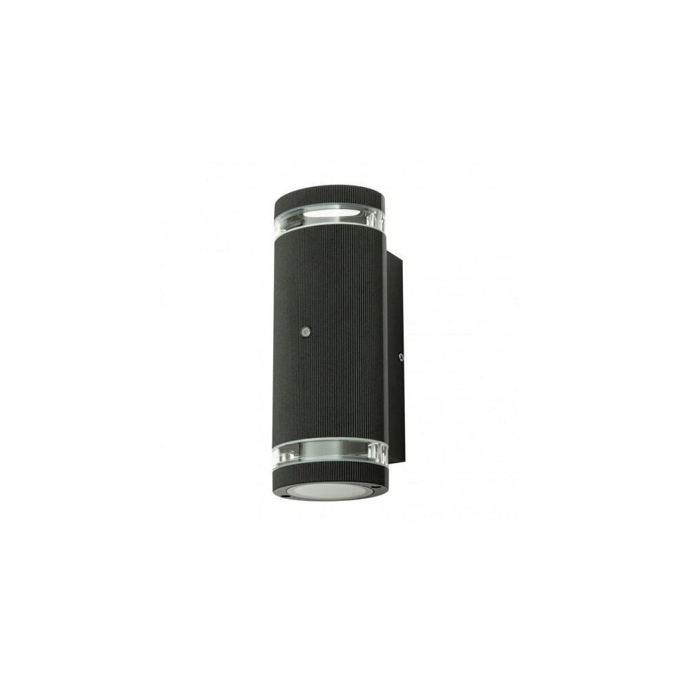 Litecraft Holme Outdoor Up Down Wall Light With Photocell Sensor Black