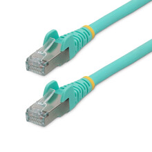 50cm CAT6a Ethernet Cable - Aqua - Low Smoke Zero Halogen (LSZH) - 10GbE 500MHz 100W PoE++ Snagless RJ-45 w/Strain Reliefs S/FTP Network Patch Cord