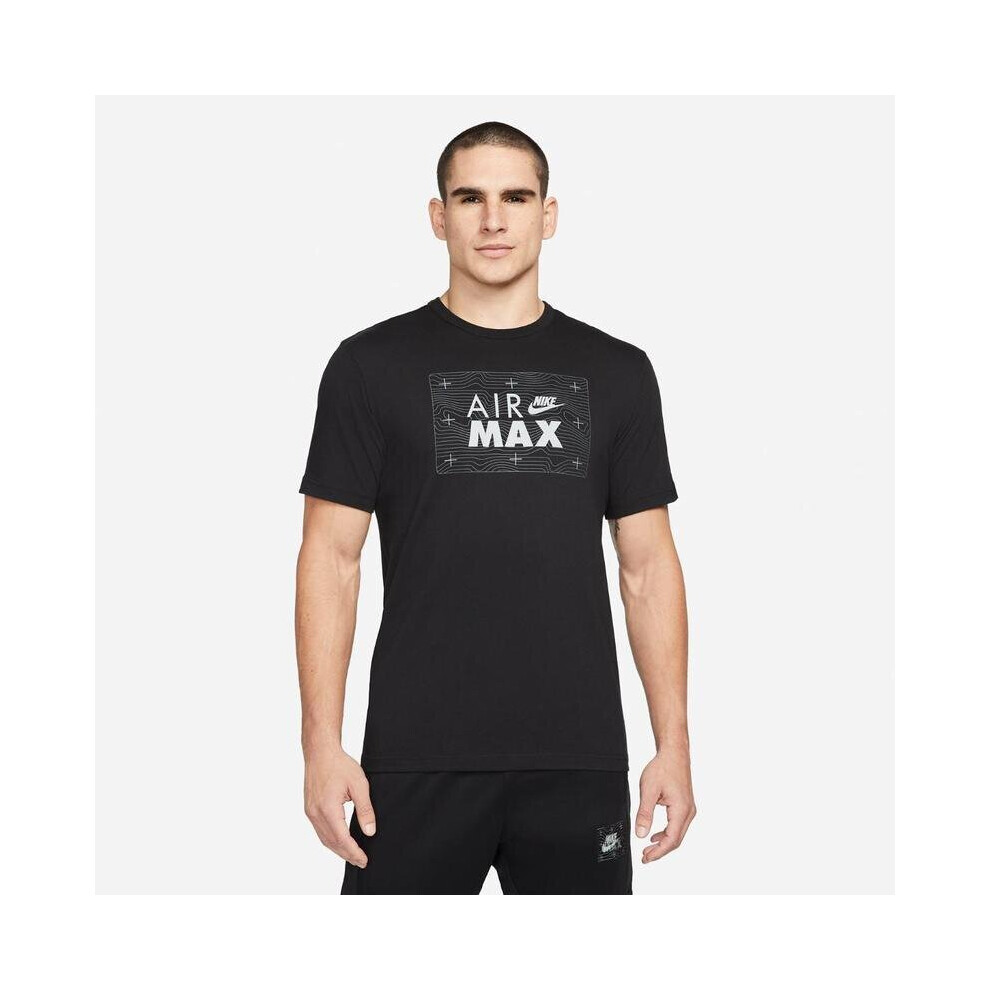 (L) Men's Nike Air Max T-Shirt Black Sportswear Top