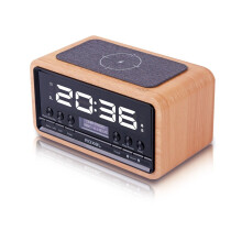 (Oak) DAB/DAB+ & FM Radio with Wireless Phone Charging and Alarm Clock - Roxel Nod