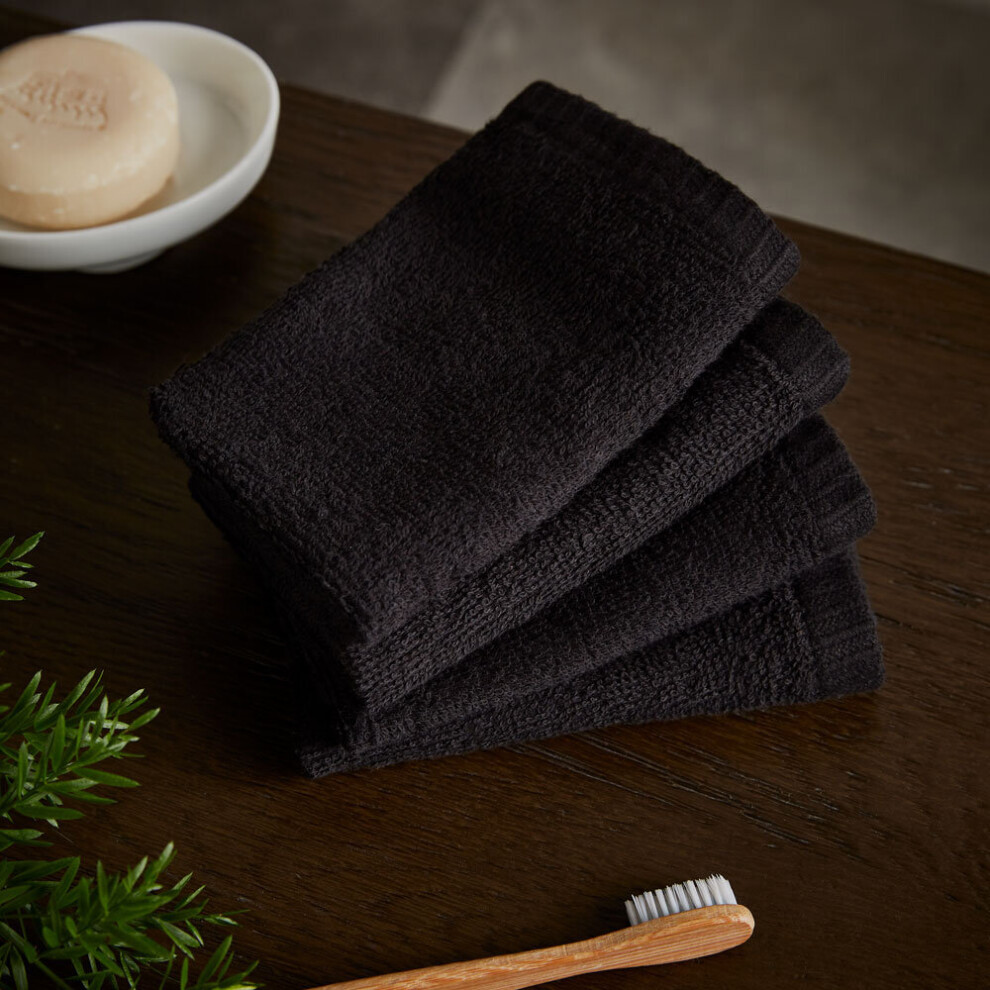 Catherine Lansfield Unisex Black 'Quick Dry' Face Cloth 4 Pack In - Image 5