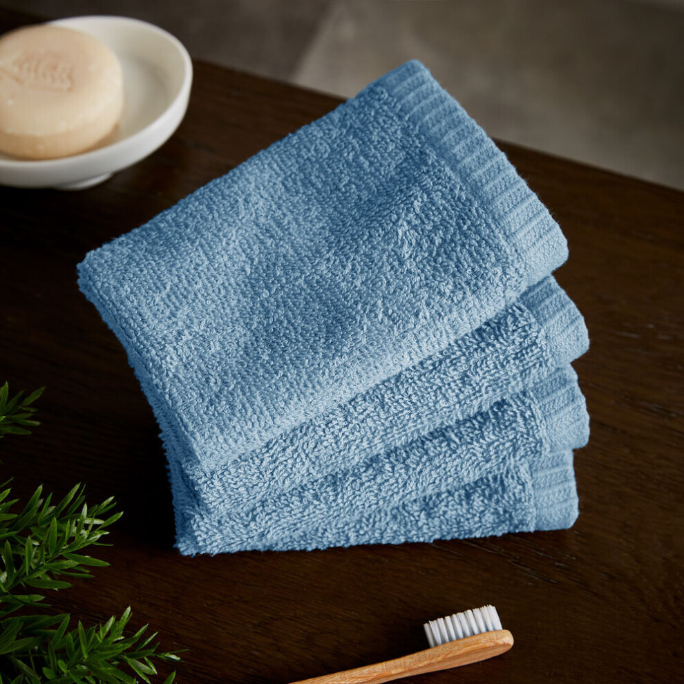 Catherine Lansfield Unisex Blue 'Quick Dry' Face Cloth 4 Pack In - Image 5