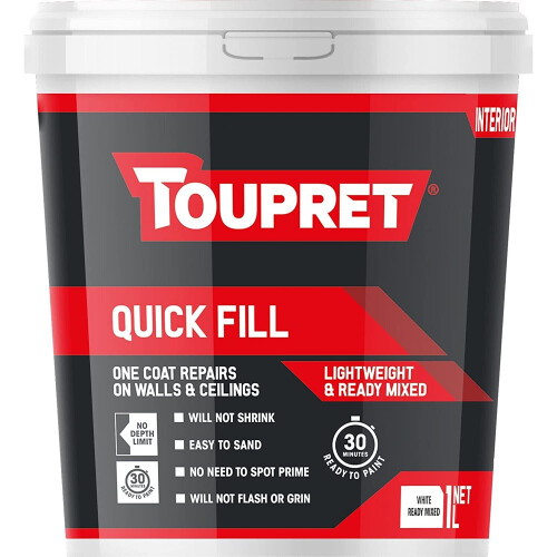 Toupret Quick Fill (Interior) 1 litre, Neutrel, Ready Mixed One coat