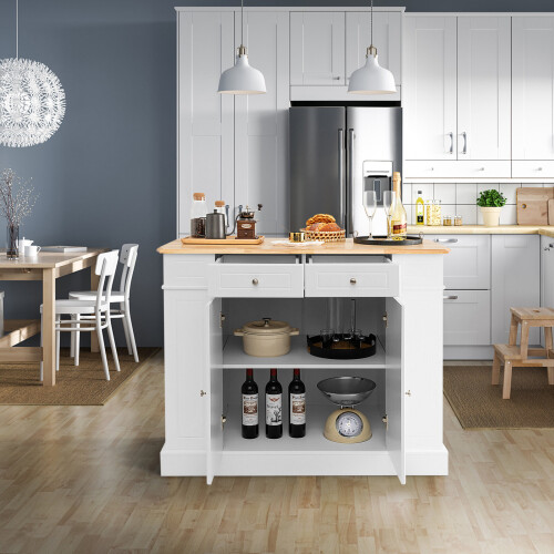 Costway Kitchen Island with Storage Kitchen Island Table with with Drop Leaf 2