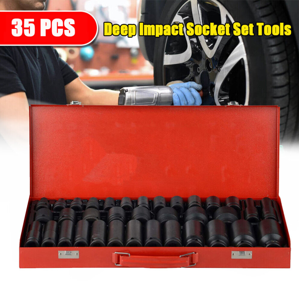 35Pcs Deep Impact Socket Set Metric 1/2" Drive Workshop Tool 8-32Mm 009732003426