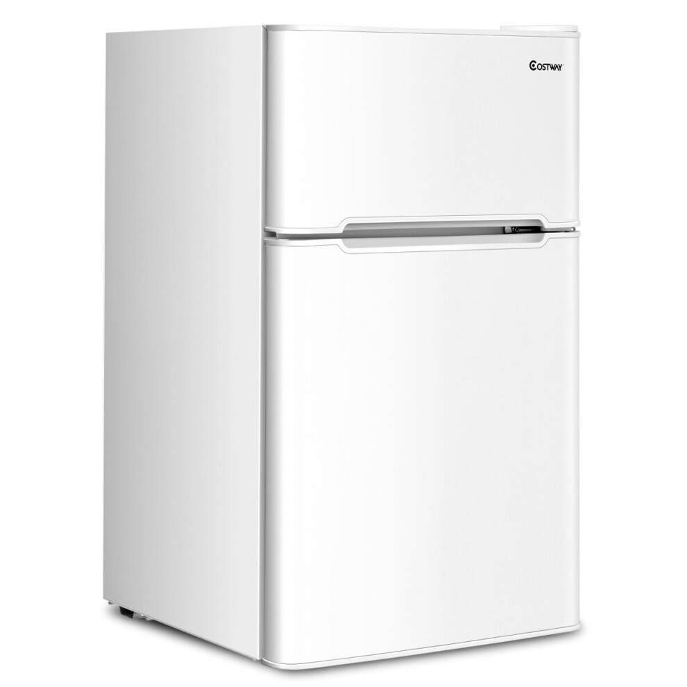 90 L Compact Refrigerator Double Door Cooler Small Fridge with Freezer