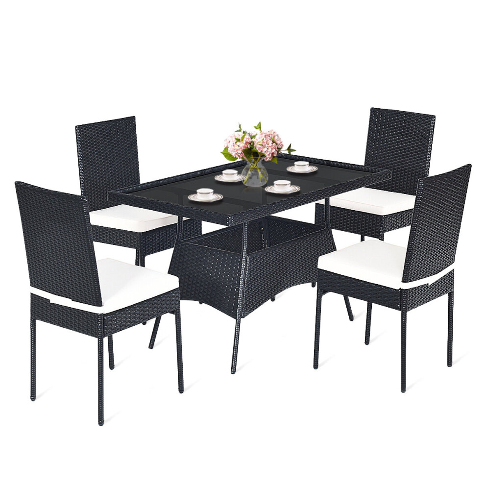 5-Piece Patio Rattan Wicker Dining Set Outdoor Dining Furniture Set