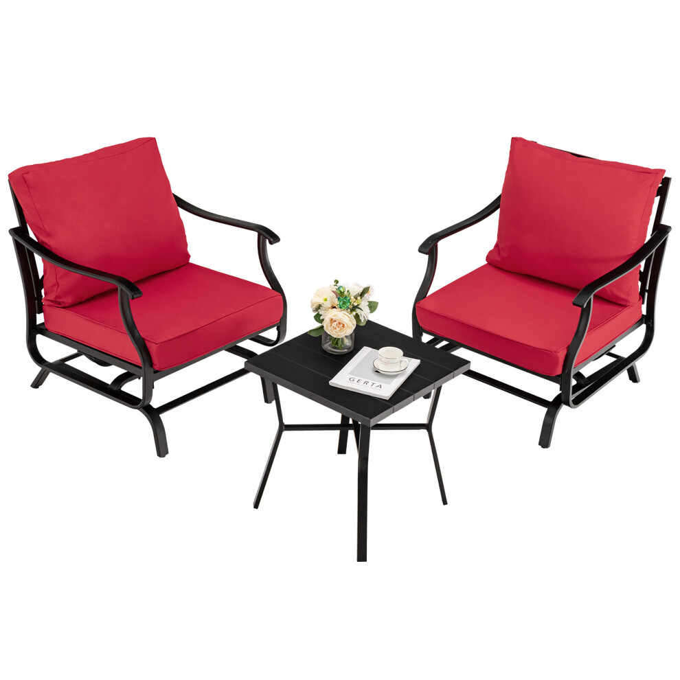 3 Piece Patio Rocking Chair Set Patio Bistro Furniture set W/ Table
