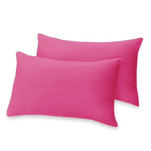 (Pink) Hotel Quality Pillowcases Pair Plain Dyed Microfiber Multi Colour Pillowcases 2