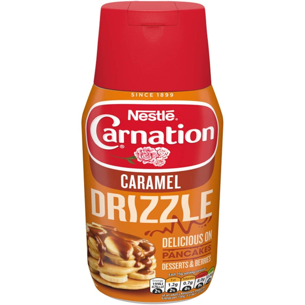 Carnation Caramel Drizzle Condensed Milk Dessert Sauce, For Pancakes, Ice Cream and Desserts 8 X 450g Bottle 