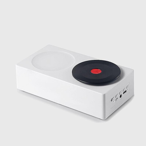 (White) Bluetooth Speaker Retro Record Player Wireless Night Light Creative Gift