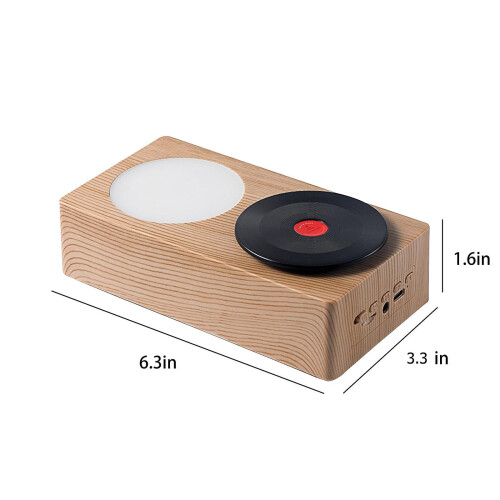 (Wood grain) Bluetooth Speaker Retro Record Player Wireless Night Light Creative Gift 2