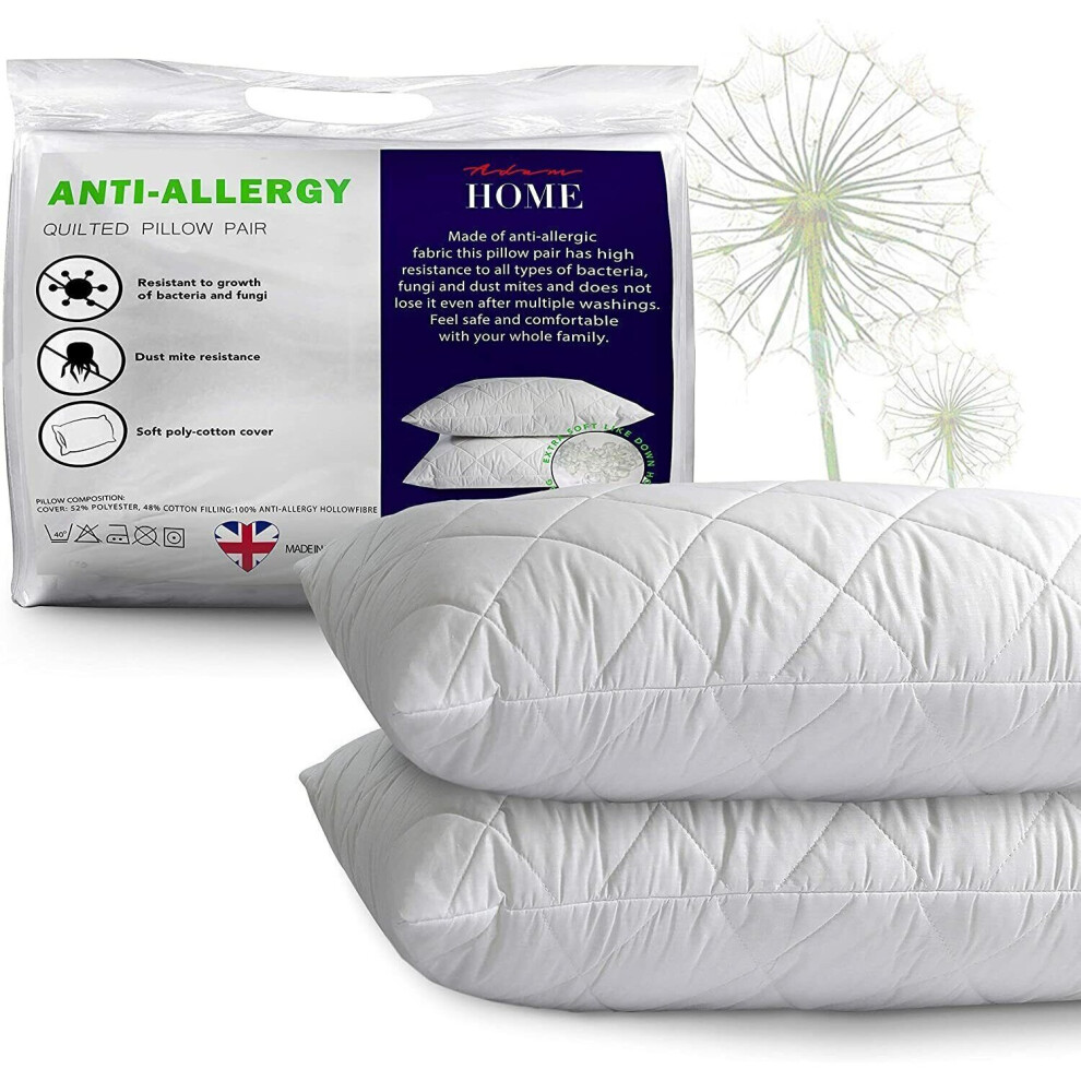 (Quilted Pillows Pair) Egyptian Cotton Memory Foam Pillows Pack of 2 Pillows Bounce Back Firm Stripe Pillows Pair