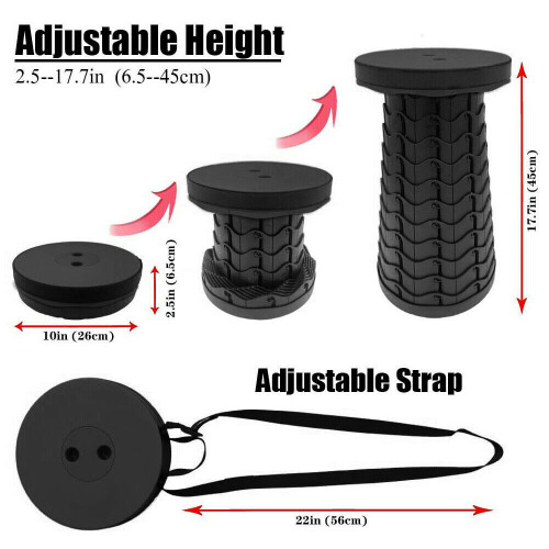 Folding Stool Portable Telescoping Seat Camping Retractable Adjustable Outdoor 1