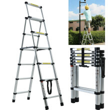 6 Telescopic Step Ladder Aluminium Heavy Duty 150KG/330lb Capacity Portable Anti-Slip A Frame Stepladder for Home Garden Office