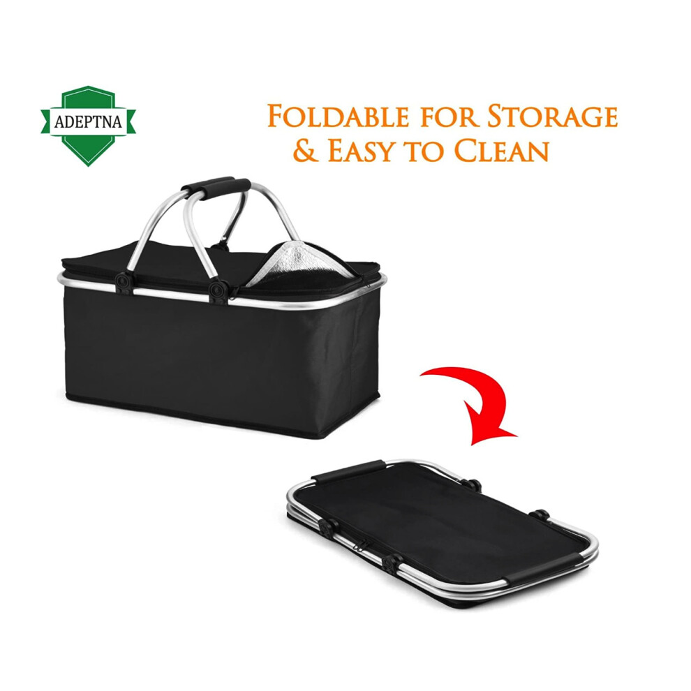 ADEPTNA Insulated Cooler Picnic Basket 29L Large Capacity Foldable