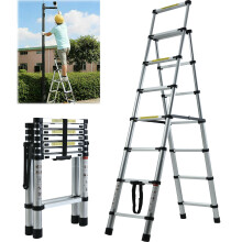 7 Telescopic Step Ladder Aluminium Heavy Duty 150KG/330lb Capacity Portable Anti-Slip A Frame Stepladder for Home Garden Office