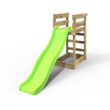 (Light Green) Rebo Add-on Wooden Platform with 6FT Slide for Wooden Garden Swing Sets