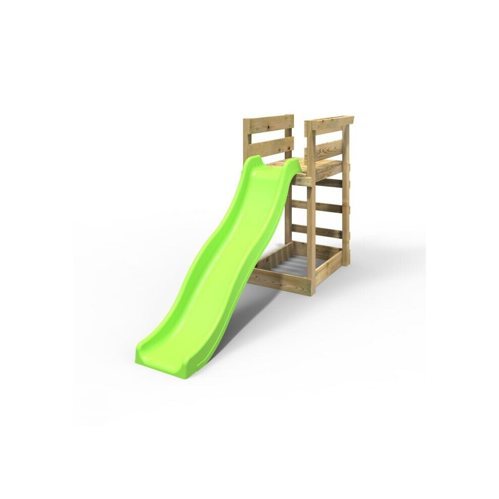Rebo ( Green) Add-On Wooden Platform With 6Ft Slide For Wooden Garden Swing Sets Light/Green