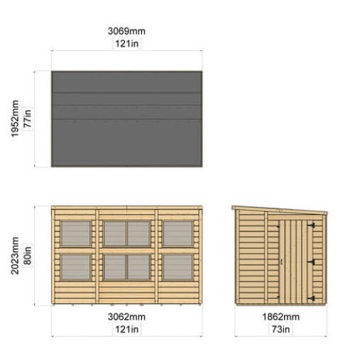 (10ft x 6ft) Storehaus Potting Shed with Pent Roof 2