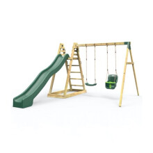 Rebo Wooden Pyramid Activity Frame with Swings and 10ft Water Slide for Kids - Cora Linn