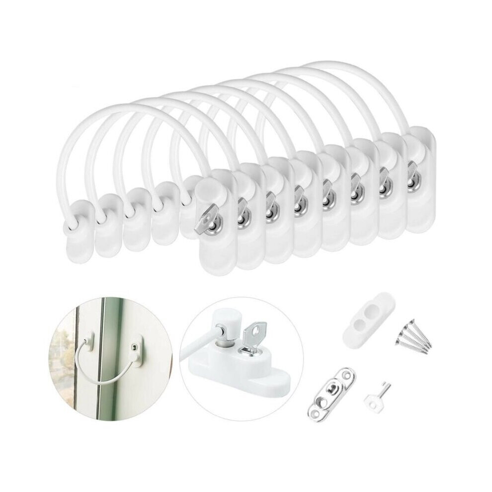 8Pc Window Door Restrictor Security Cable Key Lock Child Baby Safety
