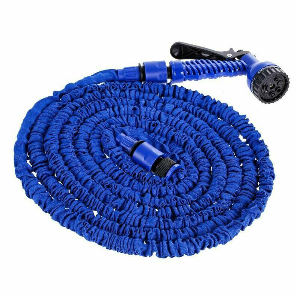 (Blue, 100FT) Heavy Duty Expandable Garden & Carwash Magic Hose Pipe Spray Gun