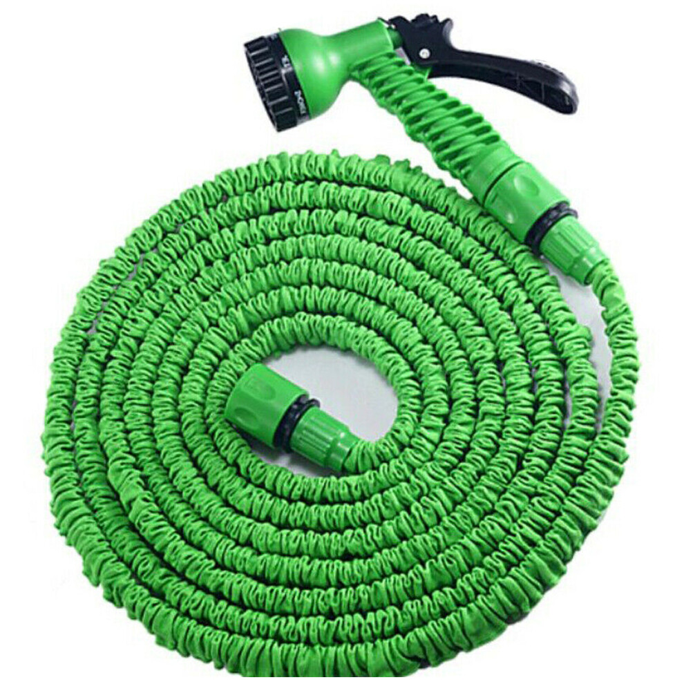 (Green, 100FT) Heavy Duty Expandable Garden & Carwash Magic Hose Pipe Spray Gun