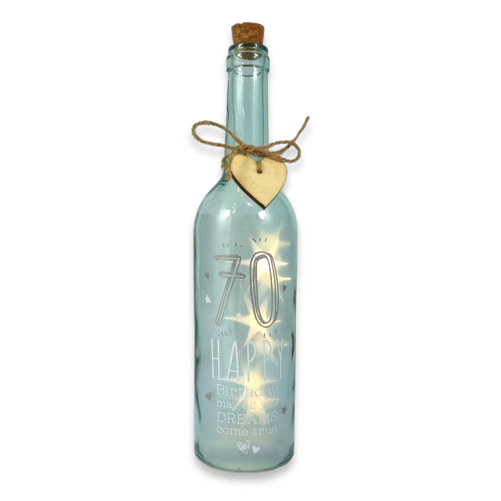 70th Birthday Light up Bottle - Love Life by Celebrations