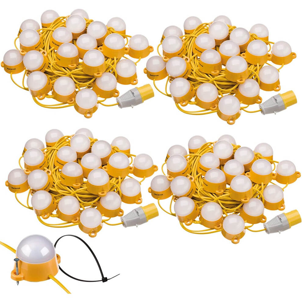 (50m 4 Pack) 110V Interconnectable LED Festoon Site Lighting