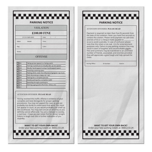 Official Looking Hilarious Novelty Parking Tickets x4 1