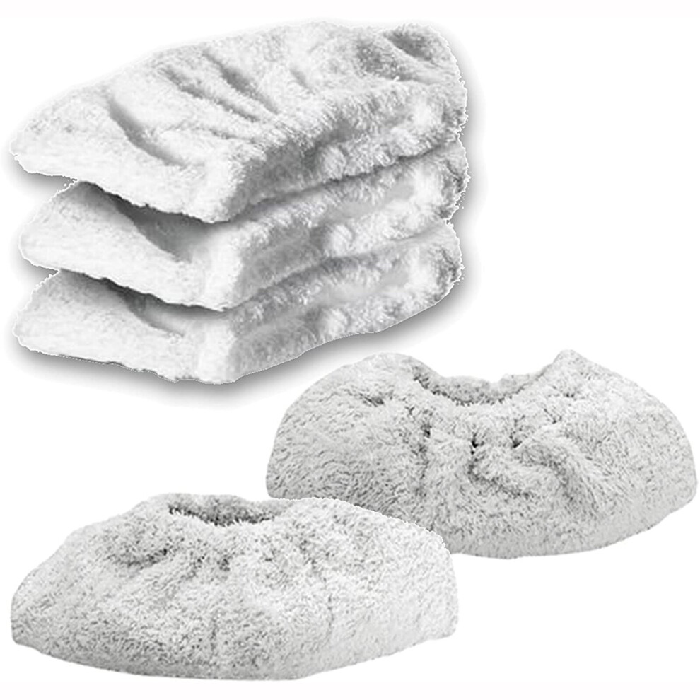 SPARES2GO Cotton Terry Cloth Cover Pads for Karcher Steam Cleaner (x5)