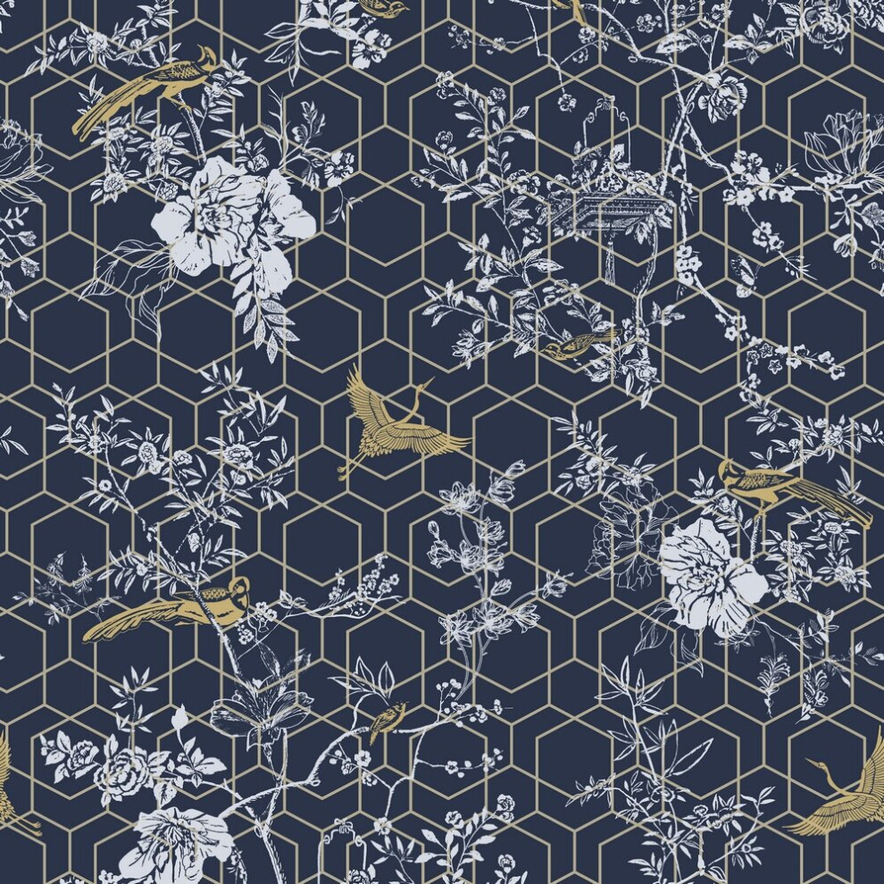 Muriva Lipsy London Himara Blue Gold Wallpaper 144070