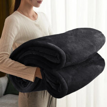 (Black, Single) Thick Warm Soft Blanket Mink Faux Fur Large Throw Sofa Bed Couch Fleece Blankets UK