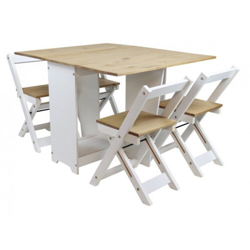 Mercers Furniture Corona White Butterfly Dining Set Drop Leaf Pine Wooden 1