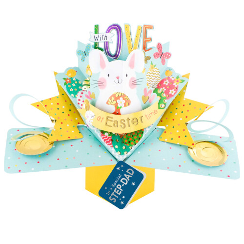 Easter Card To A Special Step-Dad Easter Bunny Pop Up Easter Card Cute 3D Cards 1