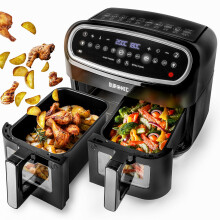 Duronic AF24 Dual Zone Air Fryer - 9L, 2x4.5L Drawers, Double Basket, 10 Presets, Interchangeable 10L Drawer