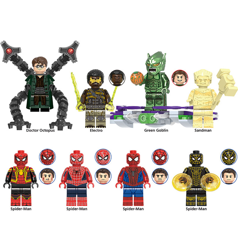 (8PCS-B) 8PCS Super Hero Dr. Octopus Green Goblin Spider-Man Blocks Toy Fit Lego Children's building blocks